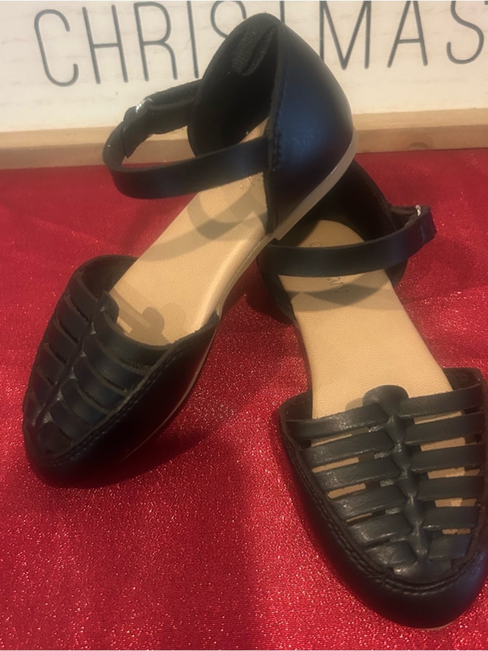 Old Navy Black Girls' Strappy Closed‑Toe Flats